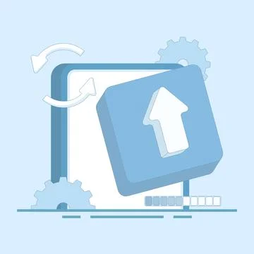 Concept of update process. update to latest version. system update. Illustrazione stock