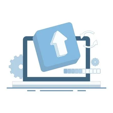 Concept of update process. update to latest version. system update. Stock Illustration