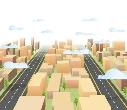 Concept urban development city. Modern architecture and highway perspective 3D Stock Illustration