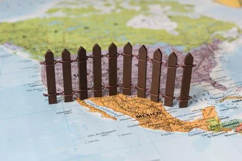 Concept of US-Mexican border wall as suggested by American president Donald Stock Photos