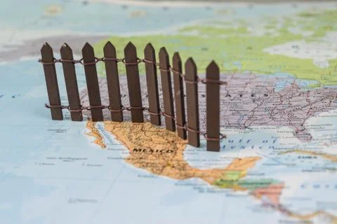 Concept of US-Mexican border wall as suggested by American president Donald Stock Photos