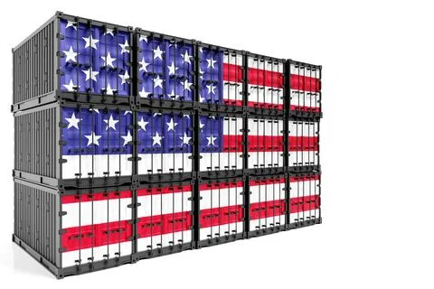 The concept of  USA export-import, container transporting and national delive Stock Illustration