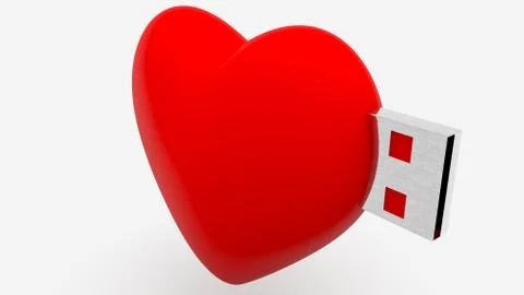 Concept  of USB memory stick in heart form Stock Illustration