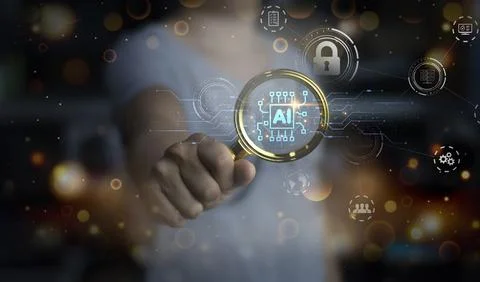 Concept user using chat ai intelligent robot system ai Chat with artificial.. Stock Photos