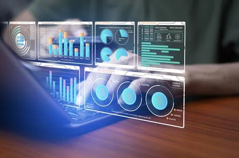 The concept of using AI in analysis and planning. Stock Photos