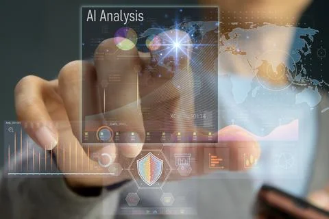 The concept of using AI to analyze and process data Stock Photos