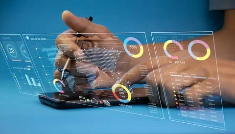 The concept of using AI in data analysis Stock Photos