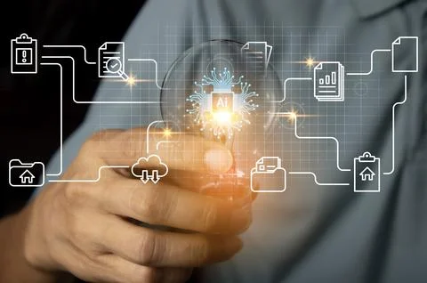 The concept of using AI in database management 스톡 사진