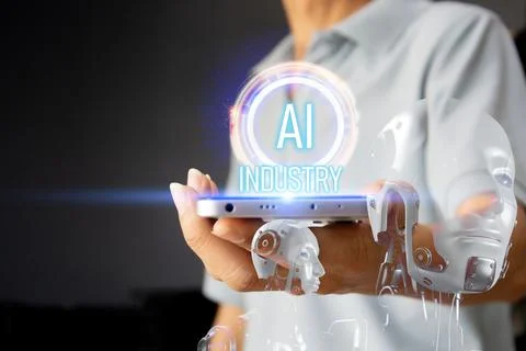 The concept of using AI in industrial processes Stock Photos