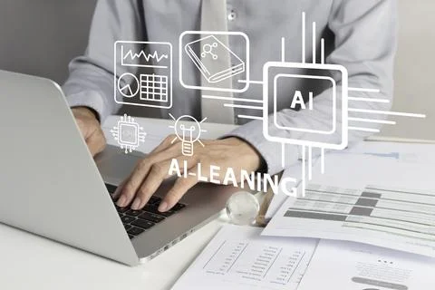 The concept of using AI to learn knowledge in a large database for knowledg.. Stock Photos