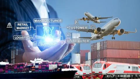 The concept of using AI in logistics and international transportation, cont.. Stock Photos