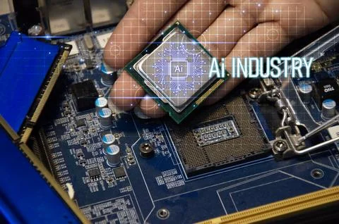 The concept of using AI systems in industrial applications Stock Photos