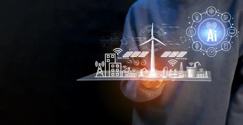 The concept of using AI systems in smart home and smart industry systems, I.. Stock Photos