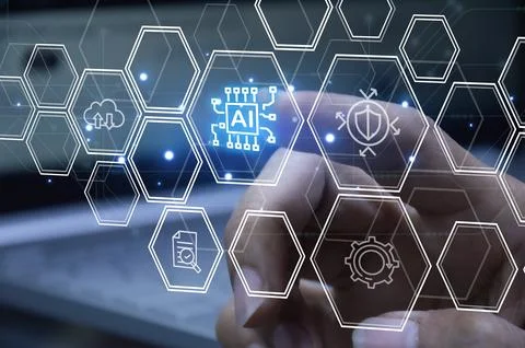 The concept of using AI in work, AI processing Stock Photos