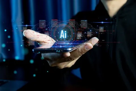 The concept of using artificial intelligence and processing systems Foto stock