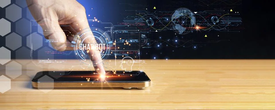 The concept of using artificial intelligence to be able to talk and interac.. Stock Photos