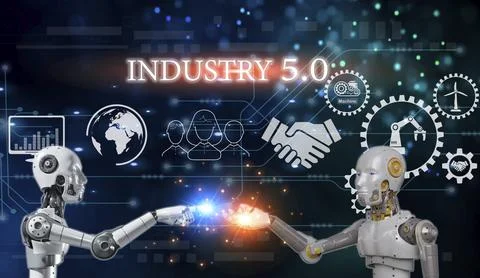 The concept of using artificial intelligence to control the system, industr.. Stock Illustration