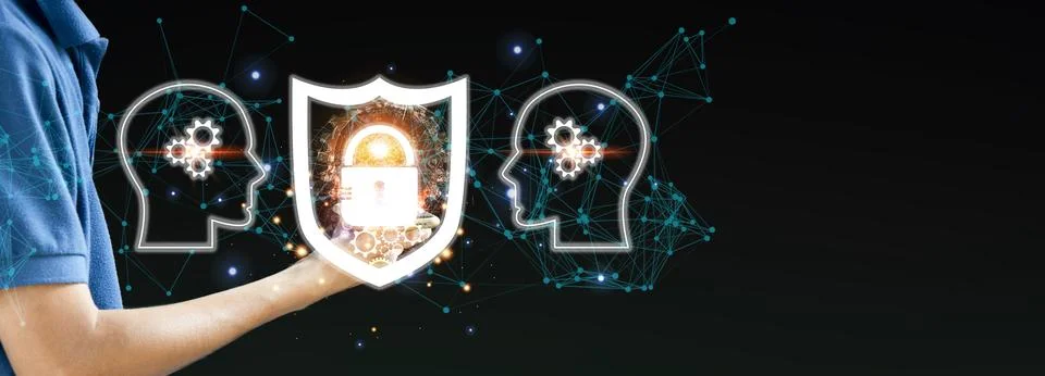 The concept of using artificial intelligence to control the security of data Stock Photos