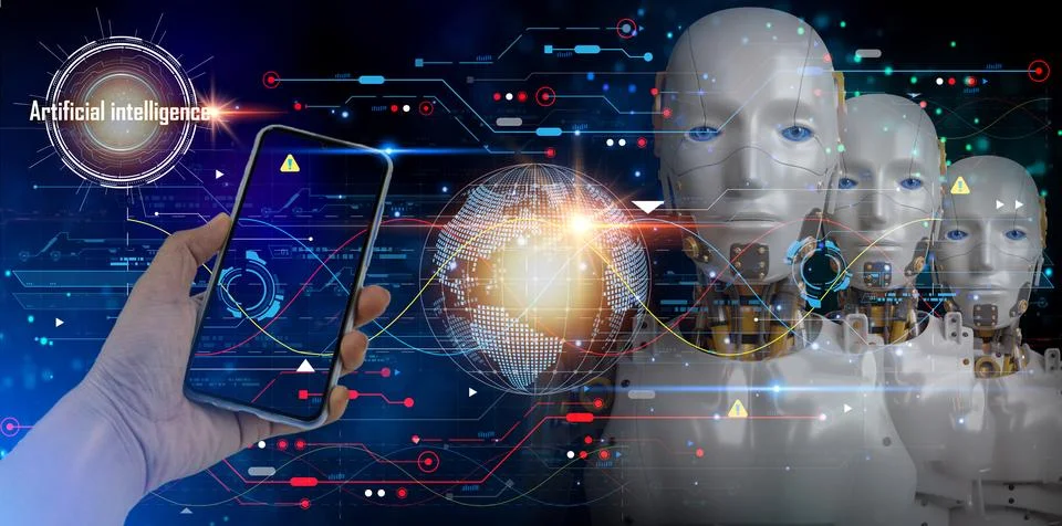 The concept of using artificial intelligence to control the system, the ind.. Stock Photos