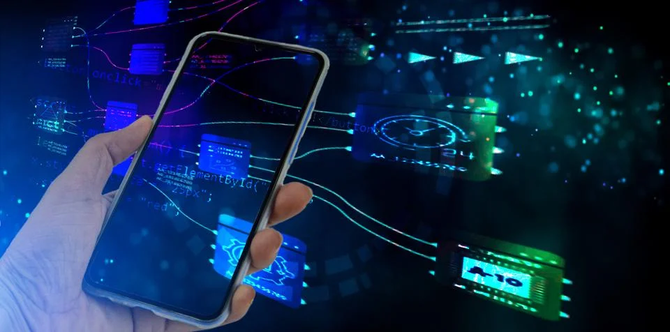 The concept of using artificial intelligence to control the system, the ind.. Stock Photos