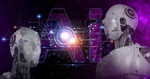 The concept of using artificial intelligence to control the system, the ind.. 스톡 사진