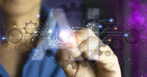 The concept of using artificial intelligence to control the system, the ind.. Stock Photos