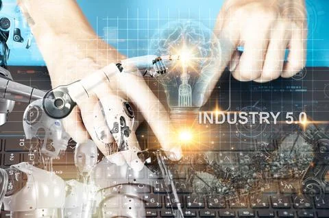 Concept of using artificial intelligence In industrial work, business, prod.. Stock Photos
