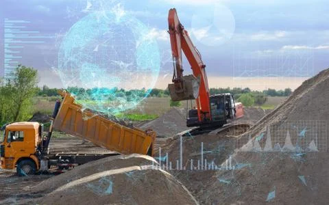 The concept of using artificial intelligence technology in construction deter Stock Photos