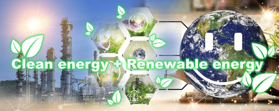 The concept of using clean and renewable energy Stock Photos