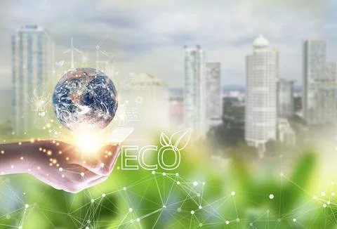 Concept of using clean energy that is environmentally friendly, wind energy.. Stock Photos