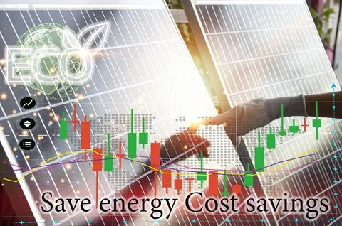 The concept of using clean energy such as solar cells, saving energy, savin.. Stock Photos