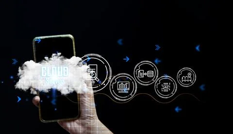 Concept of using cloud servers Data protection is convenient, fast and redu.. Foto stock