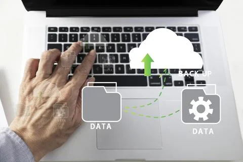 The concept of using the cloud to support data and prevent data loss, retri.. 스톡 사진