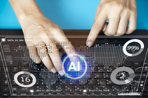 The concept of using data analysis systems with artificial intelligence Stock Photos