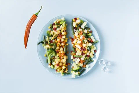 The concept of using frozen vegetables. Stock Photos