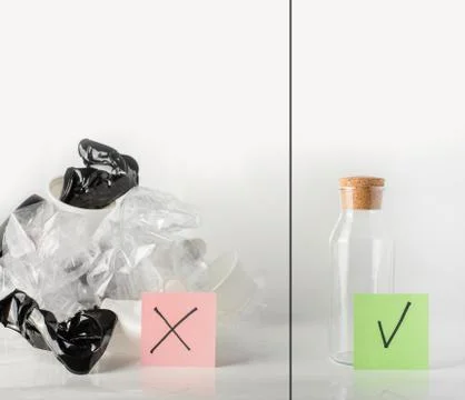 The concept of using glass, zero waste, eco-friendly lifestyle. Foto stock