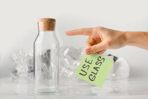 The concept of using glass, zero waste, eco-friendly lifestyle. Stock Photos