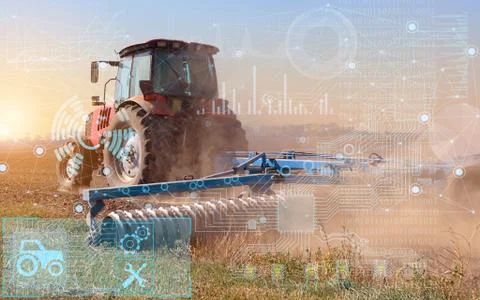 The concept of using modern technologies and artificial intelligence in agric Stock Photos