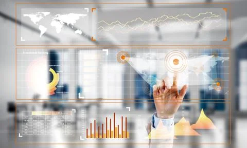 Concept of using modern technologies for business globalization and networking Stock Photos