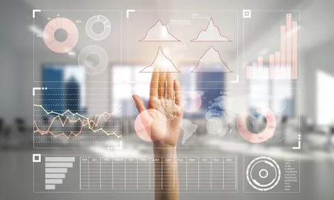 Concept of using modern technologies for business globalization and networking Stock Photos