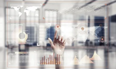 Concept of using modern technologies for business globalization and networking Stock Photos