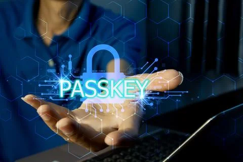 Concept of using Passkey instead of a code set for maximum security Biometr.. Stock Photos