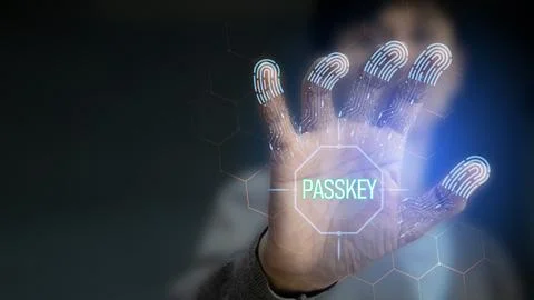 Concept of using Passkey instead of a code set for maximum security Biometr.. Stock Photos