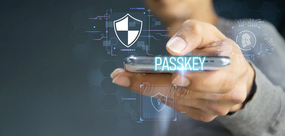 Concept of using Passkey instead of a code set for maximum security Biometr.. Stock Photos