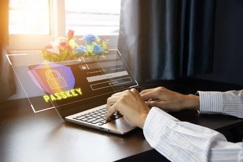 Concept of using Passkey instead of a code set for maximum security Biometr.. Stock Photos