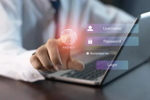 Concept of using Passkey instead of a code set for maximum security Biometr.. Stock Photos