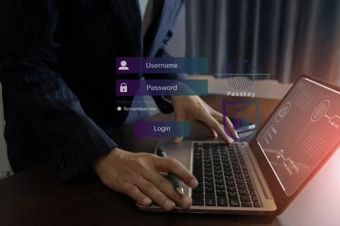 Concept of using Passkey instead of a code set for maximum security Biometr.. Stock Photos