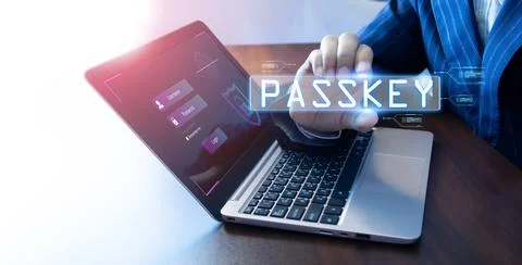 Concept of using Passkey instead of a code set for maximum security Biometr.. Stock Photos