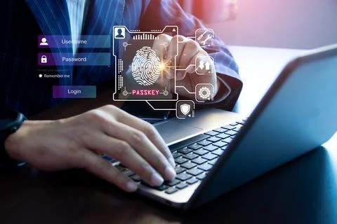 Concept of using Passkey instead of a code set for maximum security Biometr.. Stock Photos