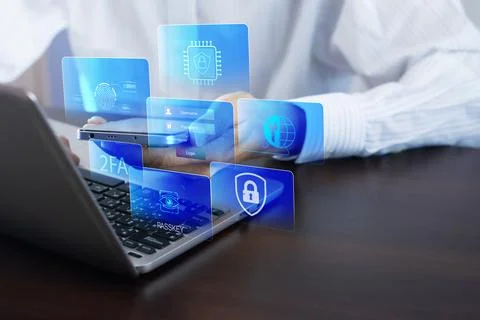 Concept of using Passkey instead of a code set for maximum security Biometr.. Stock Photos